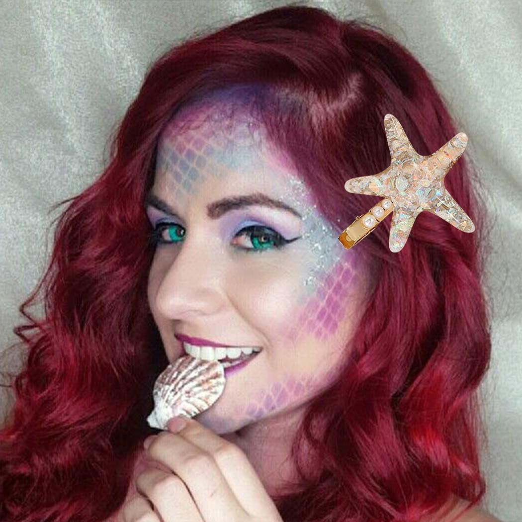 Starfish Hair Clips Mermaid Hair Hair Barrettes Sea Star Costume Hair Accessories for Women and Girls (Pack of 2)