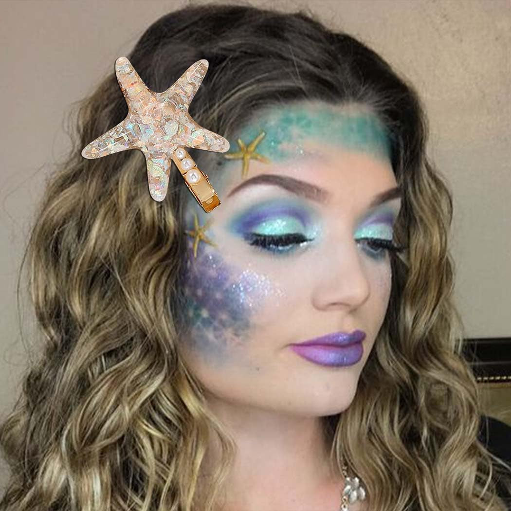Starfish Hair Clips Mermaid Hair Hair Barrettes Sea Star Costume Hair Accessories for Women and Girls (Pack of 2)
