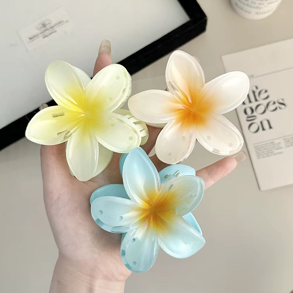 2024 New Vacation Egg Flower Hair Clips Hawaii Beach Claws Bohemian Hairpin for Girls